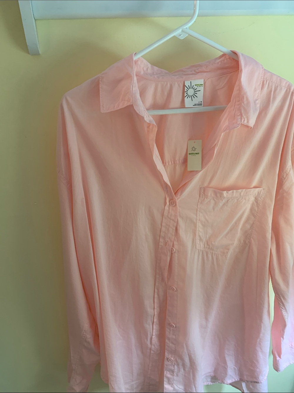 aerie Light Pink Relaxed Button-Up Blouse